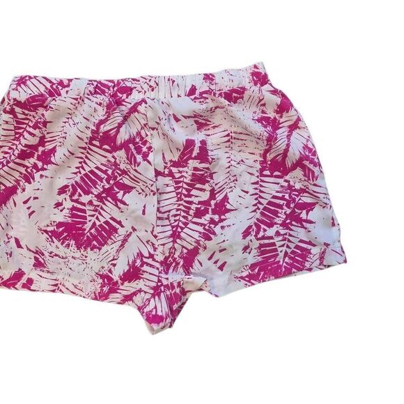 West Loop Women's White & Hot Pink Poly Elastic & Drawstring Waisted Shorts w Po - Picture 5 of 10